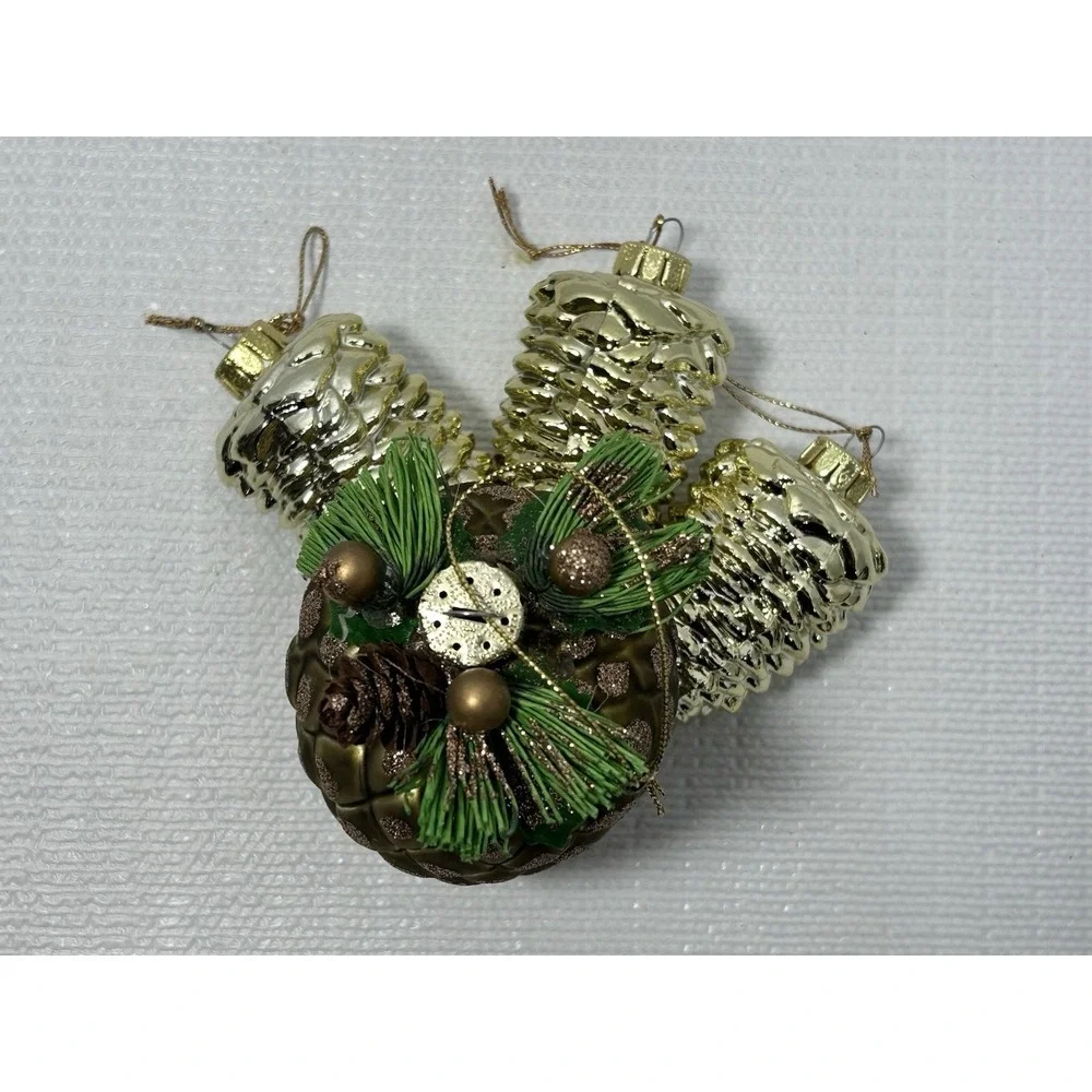 4 Vintage Pinecone Christmas Holiday Tree Ornaments Granny‎ Core Country Core
